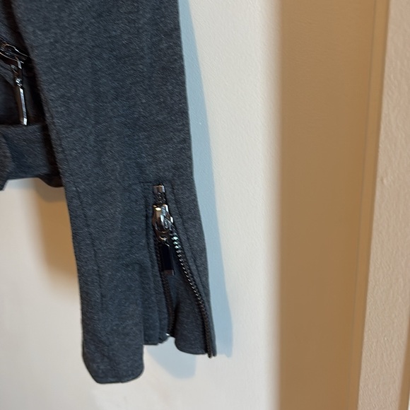 Dalia Jersey Knit Biker Style Jacket, Grey, Size Large - Picture 2 of 5